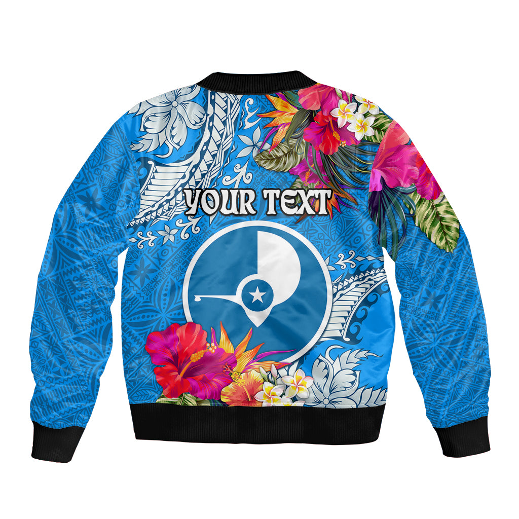 Yap Day Sleeve Zip Bomber Jacket Tapa Pattern with Hisbiscus LT03 - Polynesian Pride
