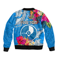 Yap Day Sleeve Zip Bomber Jacket Tapa Pattern with Hisbiscus LT03 - Polynesian Pride