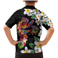 Hawaiian Lei Day Family Matching Mermaid Dress and Hawaiian Shirt Plumeria and Turtle with Polynesian Tribal Pattern