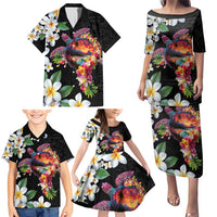 Hawaiian Lei Day Family Matching Puletasi and Hawaiian Shirt Plumeria and Turtle with Polynesian Tribal Pattern LT03 - Polynesian Pride