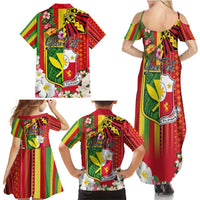 Personalised Hawaii and Philippines Together Family Matching Summer Maxi Dress and Hawaiian Shirt The Emblems with Cultural Symbols Green-Yellow-Red Tricolor LT03 - Polynesian Pride