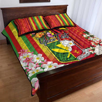 Personalised Hawaii and Philippines Together Quilt Bed Set The Emblems with Cultural Symbols Green-Yellow-Red Tricolor
