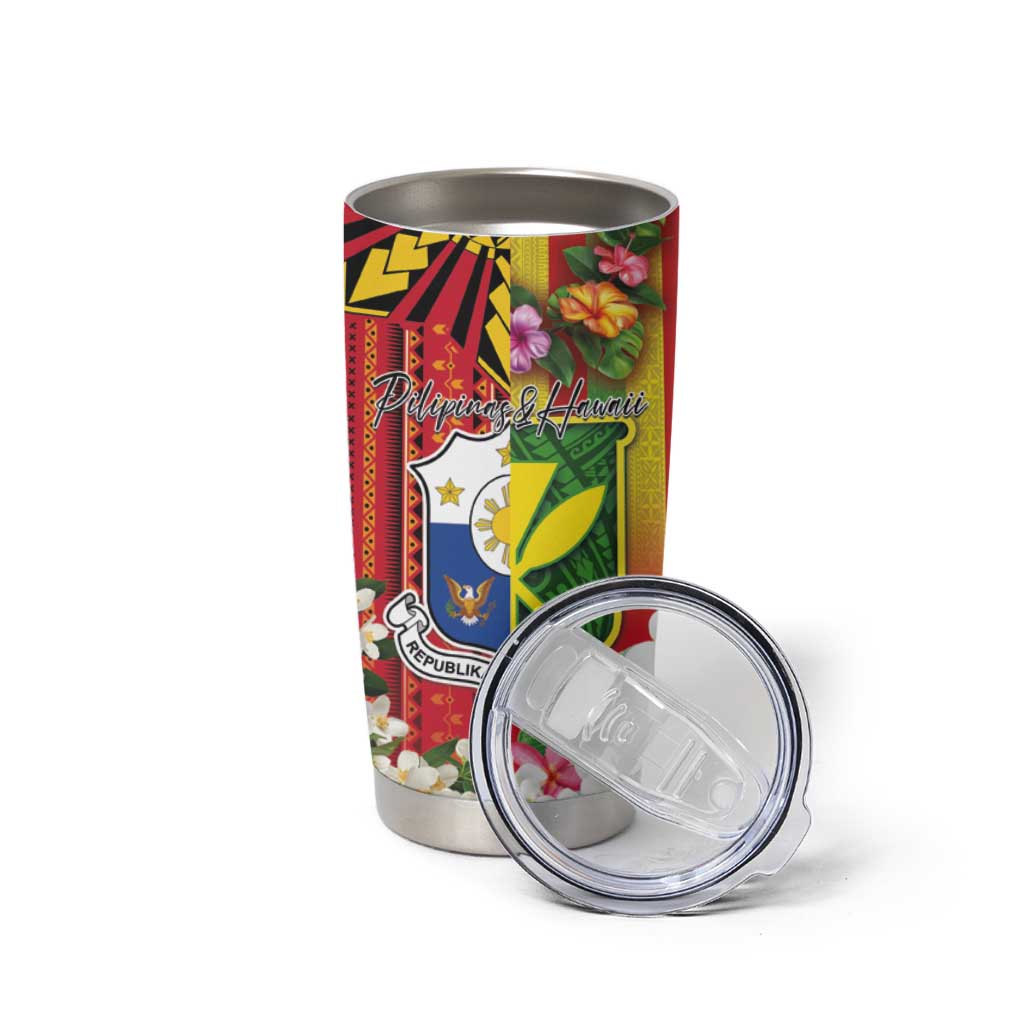 Personalised Hawaii and Philippines Together Tumbler Cup The Emblems with Cultural Symbols Tricolor