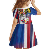 Personalised Hawaii and Philippines Together Family Matching Off Shoulder Short Dress and Hawaiian Shirt The Emblems with Cultural Symbols Blue-White-Red Tricolor