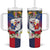 Personalised Hawaii and Philippines Together Tumbler With Handle The Emblems with Cultural Symbols Blue-Red Gradient