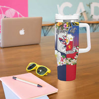 Personalised Hawaii and Philippines Together Tumbler With Handle The Emblems with Cultural Symbols Blue-Red Gradient