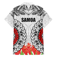 Samoa Siapo Ula Fala Family Matching Long Sleeve Bodycon Dress and Hawaiian Shirt With Ginger Plant White Color LT03 - Polynesian Pride