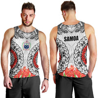 Samoa Siapo Ula Fala Men Tank Top With Ginger Plant White Color LT03 - Polynesian Pride