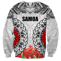 Samoa Siapo Ula Fala Sweatshirt With Ginger Plant White Color LT03 - Polynesian Pride