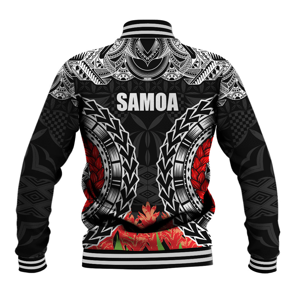 Samoa Siapo Ula Fala Baseball Jacket With Ginger Plant Black Color LT03 - Polynesian Pride