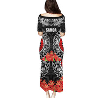 Samoa Siapo Ula Fala Family Matching Puletasi and Hawaiian Shirt With Ginger Plant Black Color LT03 - Polynesian Pride