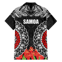 Samoa Siapo Ula Fala Hawaiian Shirt With Ginger Plant Black Color LT03 - Polynesian Pride