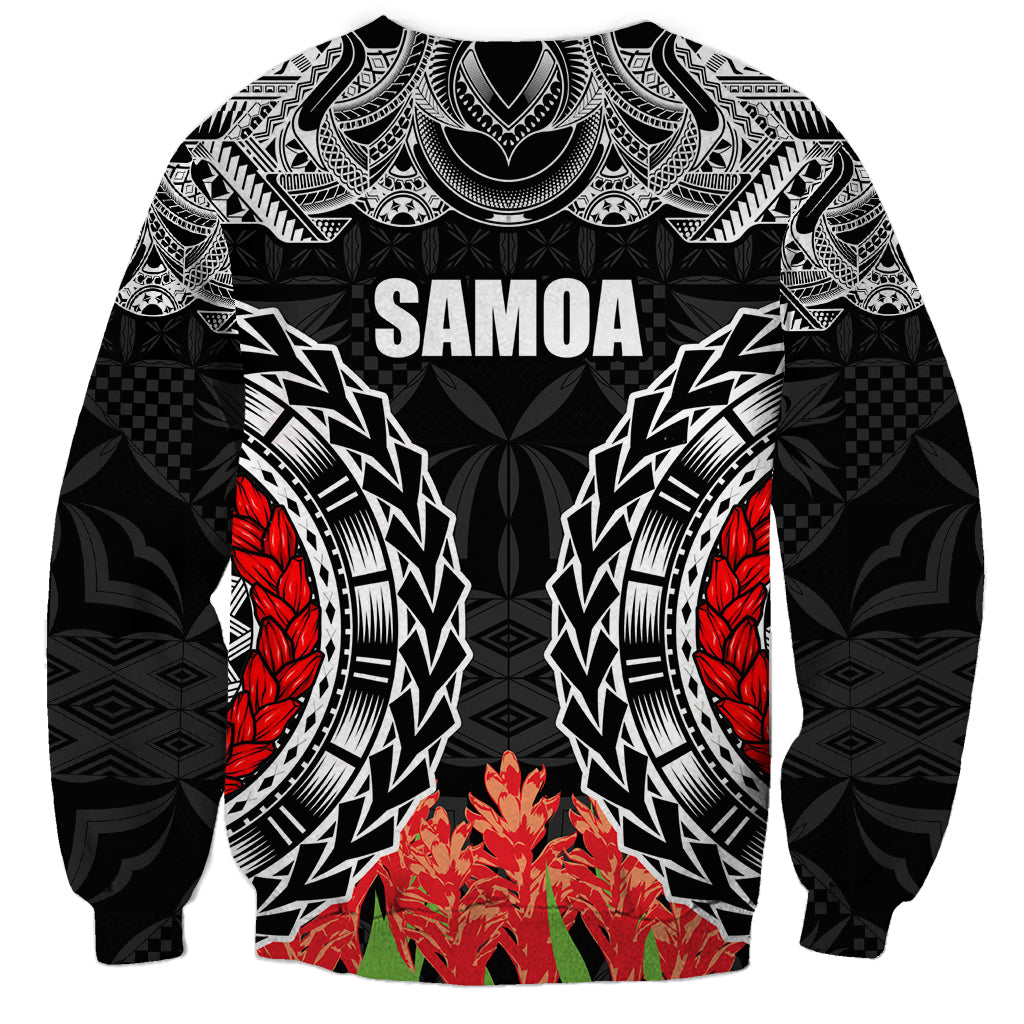 Samoa Siapo Ula Fala Sweatshirt With Ginger Plant Black Color LT03 - Polynesian Pride