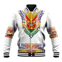 Haiti Flag Traditional Dashiki Baseball Jacket White Color - Polynesian Pride