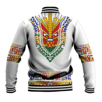 Haiti Flag Traditional Dashiki Baseball Jacket White Color - Polynesian Pride