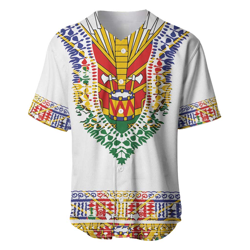 Haiti Flag Traditional Dashiki Baseball Jersey White Color LT03 White - Polynesian Pride