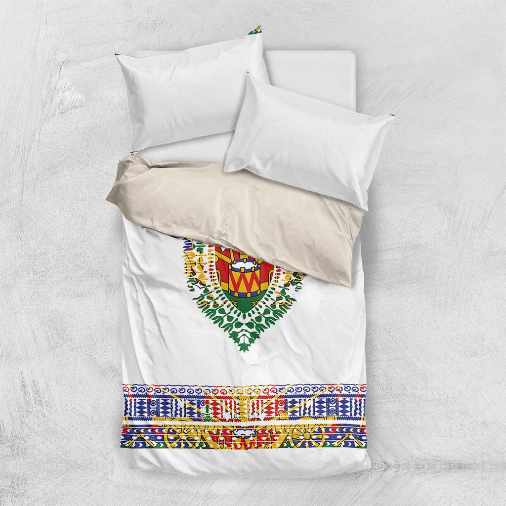Haiti Flag Traditional Dashiki Bedding Set White Color - Polynesian Pride