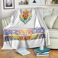 Haiti Flag Traditional Dashiki Blanket White Color - Polynesian Pride