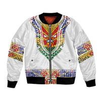 Haiti Flag Traditional Dashiki Bomber Jacket White Color LT03 Unisex White - Polynesian Pride