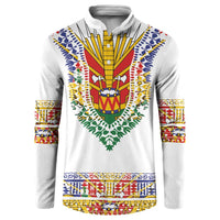 Haiti Flag Traditional Dashiki Button Sweatshirt White Color LT03 White - Polynesian Pride