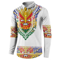 Haiti Flag Traditional Dashiki Button Sweatshirt White Color LT03 - Polynesian Pride