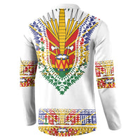 Haiti Flag Traditional Dashiki Button Sweatshirt White Color LT03 - Polynesian Pride
