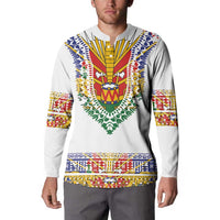 Haiti Flag Traditional Dashiki Button Sweatshirt White Color LT03 - Polynesian Pride