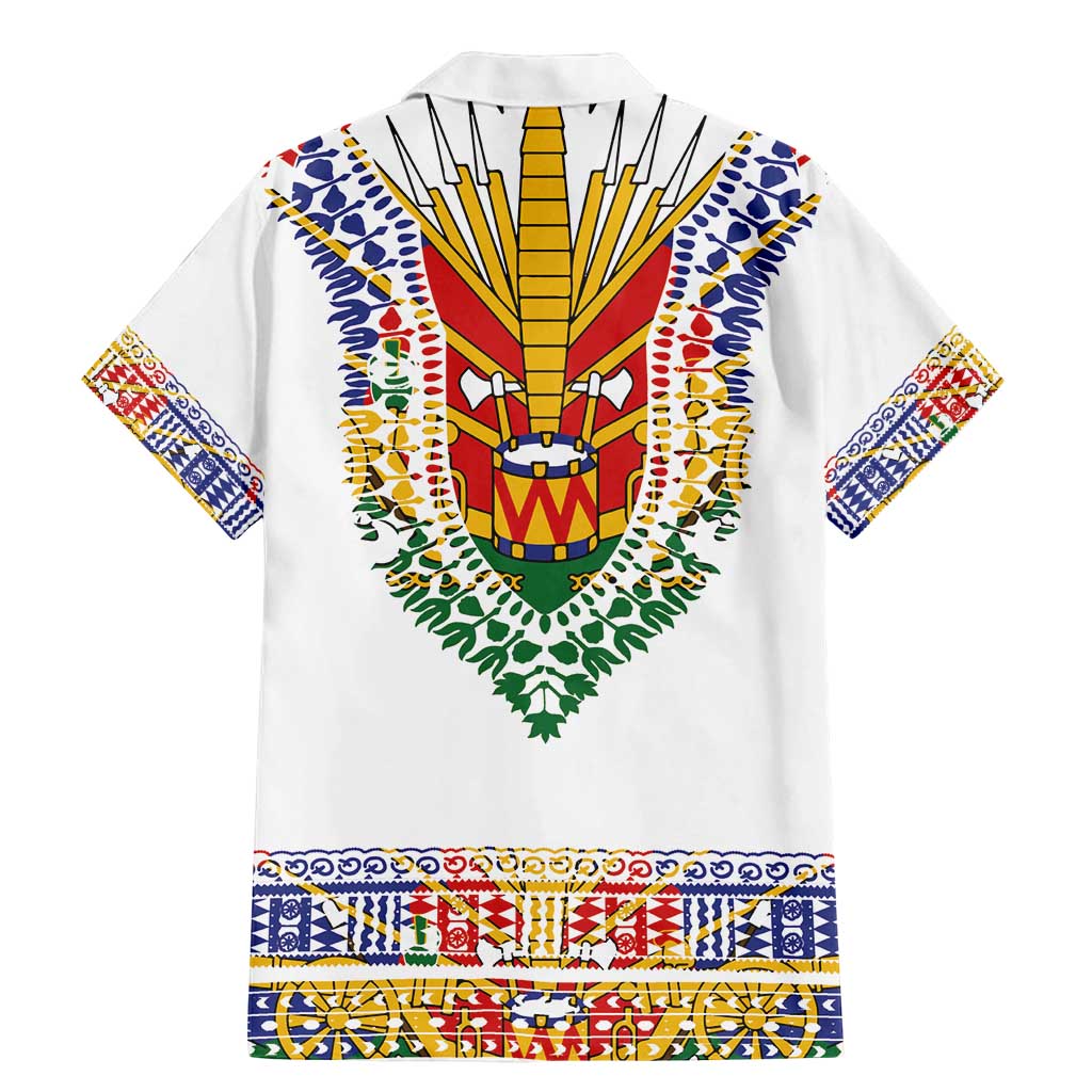 Haiti Flag Traditional Dashiki Family Matching Mermaid Dress and Hawaiian Shirt White Color LT03 - Polynesian Pride