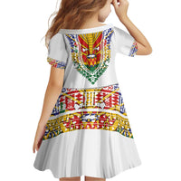 Haiti Flag Traditional Dashiki Family Matching Off Shoulder Short Dress and Hawaiian Shirt White Color - Polynesian Pride