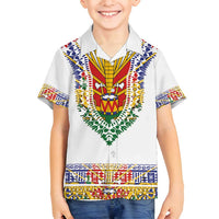 Haiti Flag Traditional Dashiki Family Matching Off Shoulder Short Dress and Hawaiian Shirt White Color - Polynesian Pride