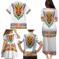 Haiti Flag Traditional Dashiki Family Matching Puletasi and Hawaiian Shirt White Color LT03 - Polynesian Pride