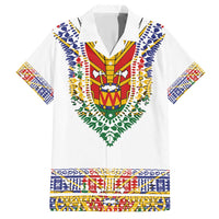Haiti Flag Traditional Dashiki Family Matching Short Sleeve Bodycon Dress and Hawaiian Shirt White Color LT03 Dad's Shirt - Short Sleeve White - Polynesian Pride