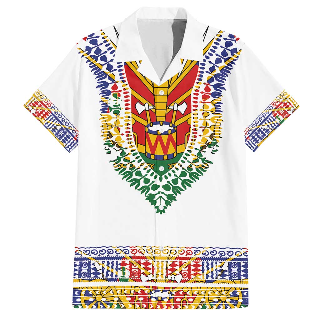 Haiti Flag Traditional Dashiki Family Matching Summer Maxi Dress and Hawaiian Shirt White Color - Polynesian Pride
