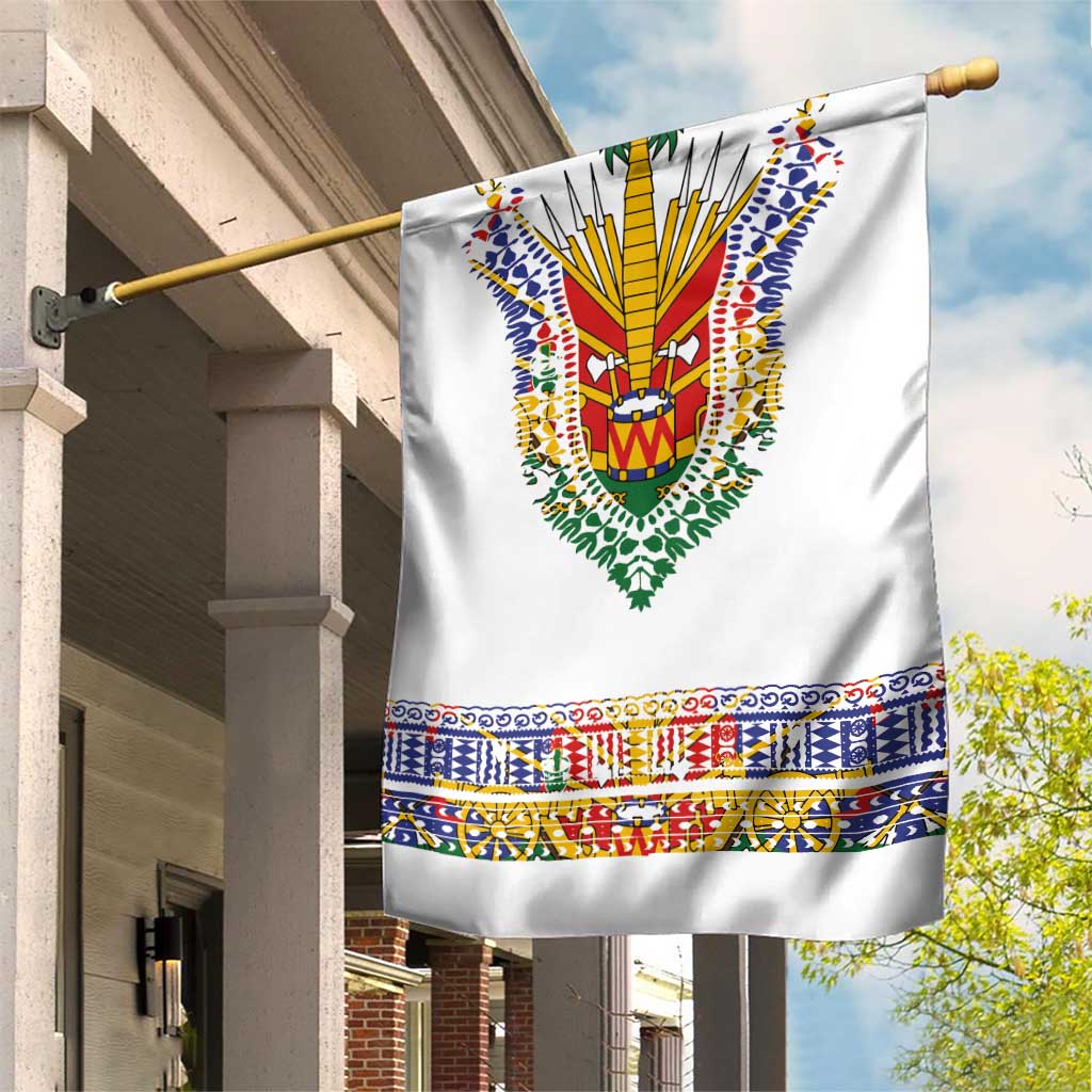 Haiti Flag Traditional Dashiki Garden Flag White Color - Polynesian Pride