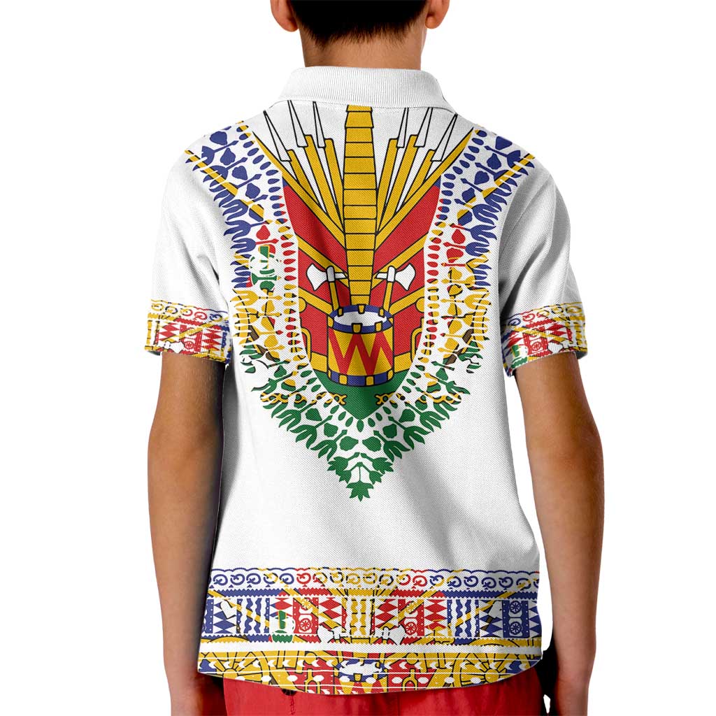 Haiti Flag Traditional Dashiki Kid Polo Shirt White Color LT03 - Polynesian Pride