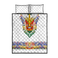 Haiti Flag Traditional Dashiki Quilt Bed Set White Color - Polynesian Pride