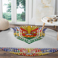 Haiti Flag Traditional Dashiki Round Carpet White Color - Polynesian Pride