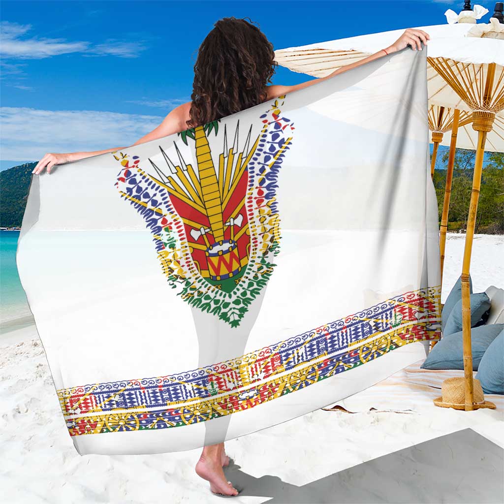 Haiti Flag Traditional Dashiki Sarong White Color LT03 One Size 44 x 66 inches White - Polynesian Pride