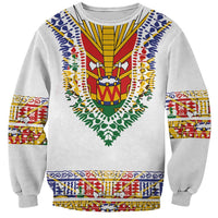 Haiti Flag Traditional Dashiki Sweatshirt White Color LT03 Unisex White - Polynesian Pride