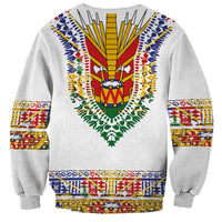 Haiti Flag Traditional Dashiki Sweatshirt White Color LT03 - Polynesian Pride