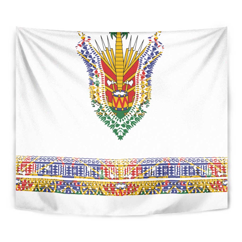 Haiti Flag Traditional Dashiki Tapestry White Color - Polynesian Pride