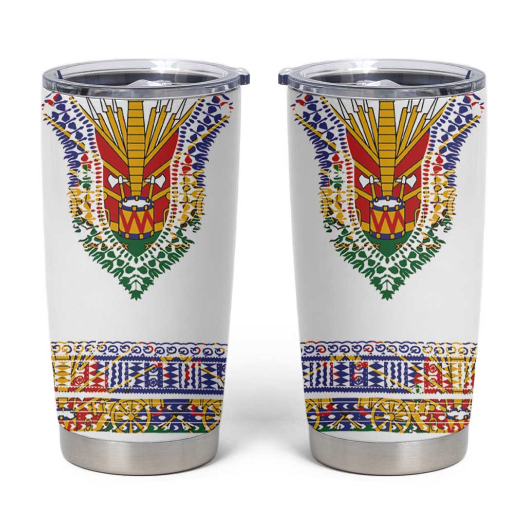 Haiti Flag Traditional Dashiki Tumbler Cup White Color - Polynesian Pride