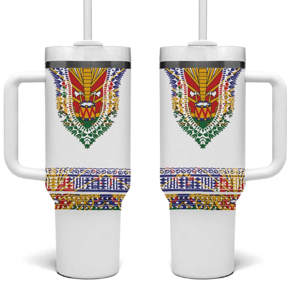 Haiti Flag Traditional Dashiki Tumbler With Handle White Color LT03 One Size: 40 oz White - Polynesian Pride