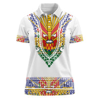 Haiti Flag Traditional Dashiki Women Polo Shirt White Color - Polynesian Pride