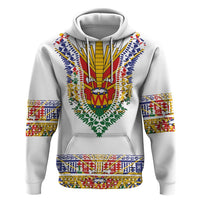 Haiti Flag Traditional Dashiki Zip Hoodie White Color - Polynesian Pride