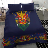 Haiti Flag Traditional Dashiki Bedding Set Black Color - Polynesian Pride