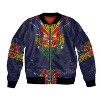 Haiti Flag Traditional Dashiki Bomber Jacket Black Color LT03 Unisex Black - Polynesian Pride
