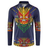 Haiti Flag Traditional Dashiki Button Sweatshirt Black Color - Polynesian Pride