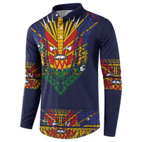 Haiti Flag Traditional Dashiki Button Sweatshirt Black Color - Polynesian Pride