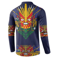 Haiti Flag Traditional Dashiki Button Sweatshirt Black Color - Polynesian Pride